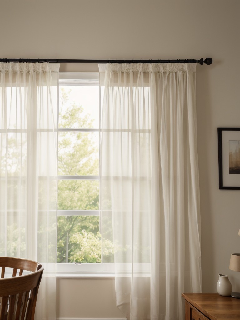 Hang curtains or sheer drapes to visually separate different areas without blocking natural light.