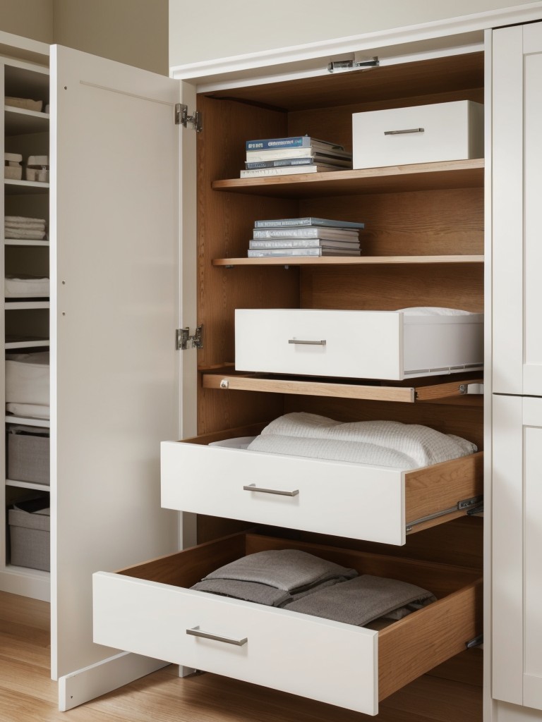 Incorporate built-in storage solutions such as wall-mounted shelves or under-bed drawers to keep the space clutter-free.
