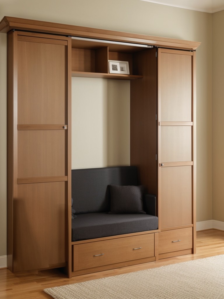 Install a Murphy bed or a folding screen to create a separate sleeping area that can be easily concealed when not in use.