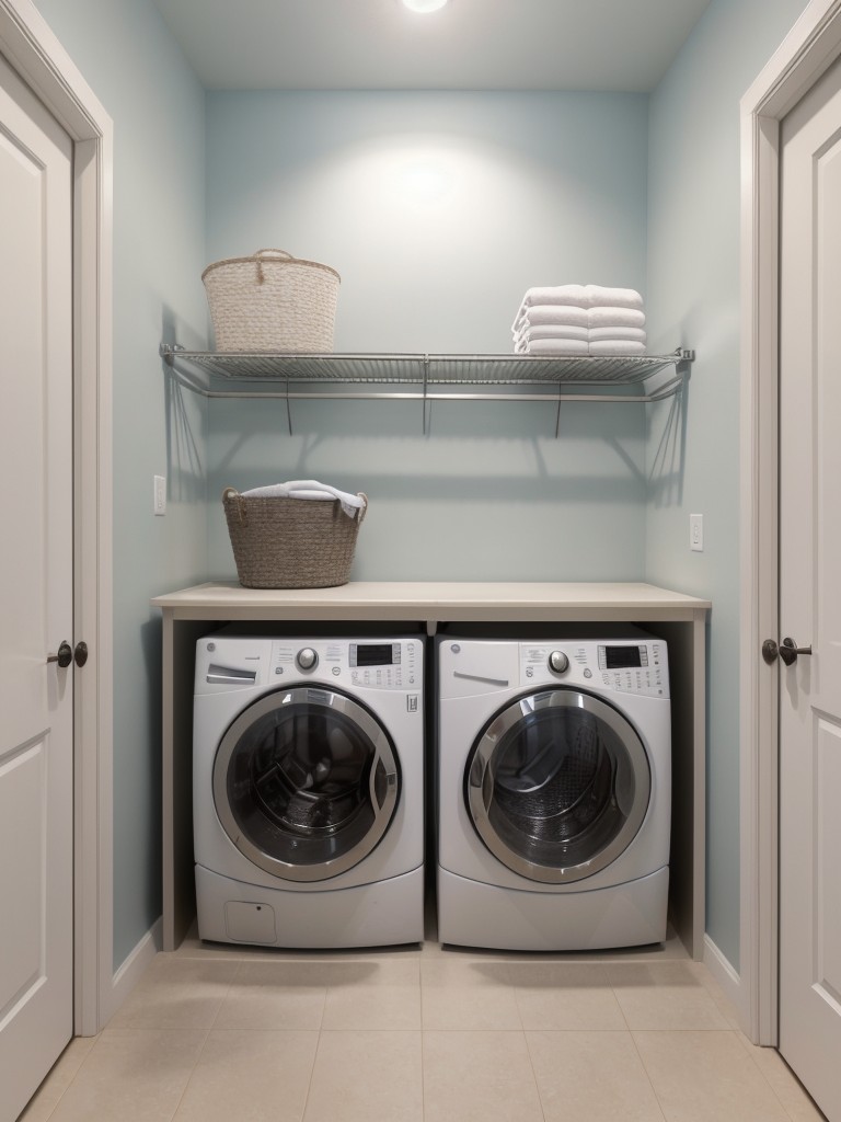 Install a wall-mounted drying rack in the laundry area for efficient and space-saving clothes drying.