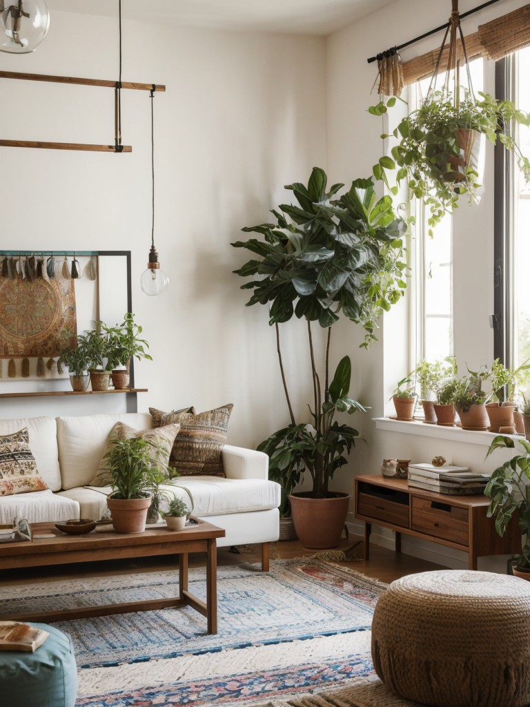 Boho-chic apartment living room ideas with IKEA, combining relaxed, bohemian vibes with modern furniture and accessories for a carefree and fashionable space.
