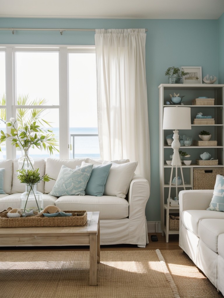 Coastal apartment living room ideas with IKEA, using light, airy colors, natural textures, and seaside-inspired decor elements to bring a beachy, relaxed feel to your space.