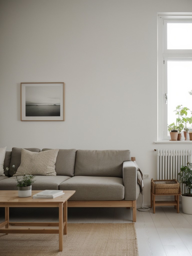Scandinavian-inspired apartment living room ideas with IKEA, combining minimalism, natural materials, and pops of color through furniture, textiles, and accessories.