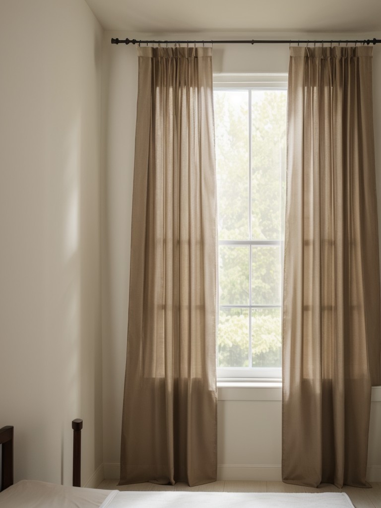 Hang curtain sheers or light fabric panels to allow natural light to filter through while maintaining privacy.