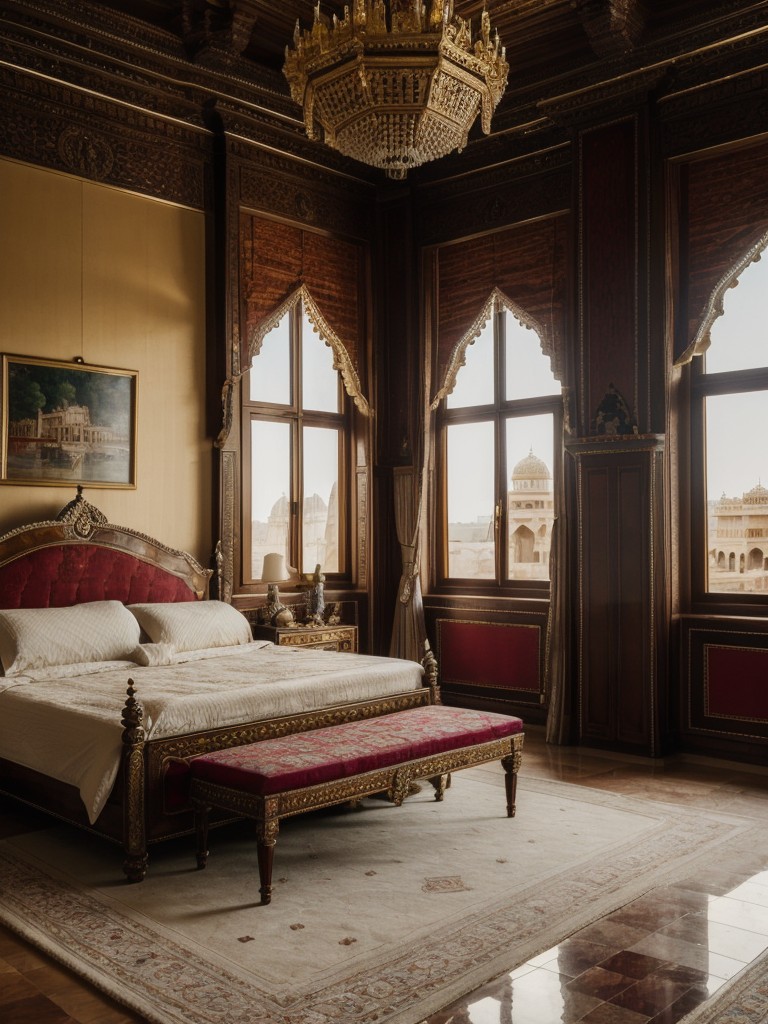 Add a touch of royalty to your apartment by incorporating elements of Rajasthan's palaces, such as ornate mirrors, intricate ceiling designs, and richly embroidered textiles in jewel tones for a lavish and regal ambiance.