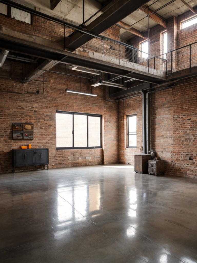 Experiment with an industrial-chic Indian apartment design by pairing exposed brick walls, concrete floors, and industrial lighting with traditional elements like vintage wooden furniture and colorful tapestries, resulting in a unique and eclectic space.