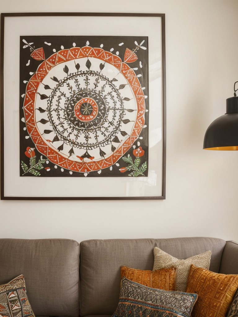 Incorporate elements of Indian folk art, like Warli or Gond paintings, in your apartment to bring a whimsical and playful touch to your walls, celebrating the vibrant and diverse cultural heritage of India.