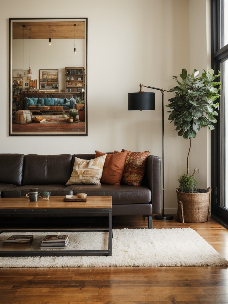 Don't be afraid to mix different design styles - modern with vintage, industrial with bohemian - to create an eclectic and unique living room decor.