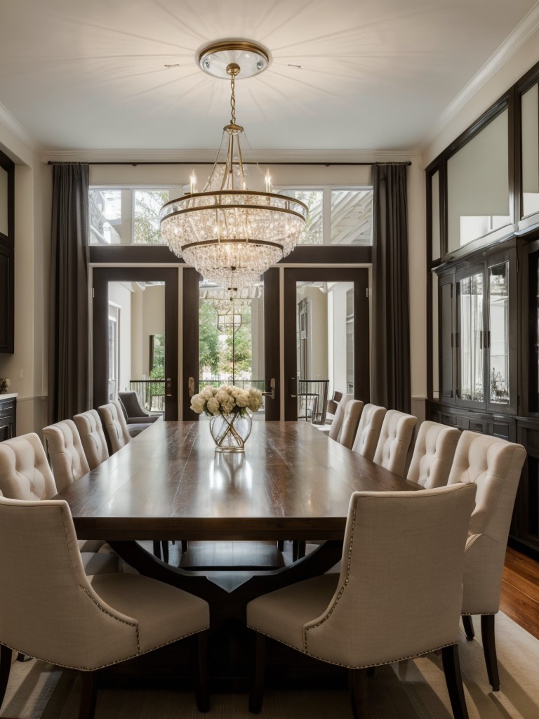 Create a cohesive and stylish dining room design by pairing the chandelier with complementary furniture, such as an elegant dining set or a modern bar cart.