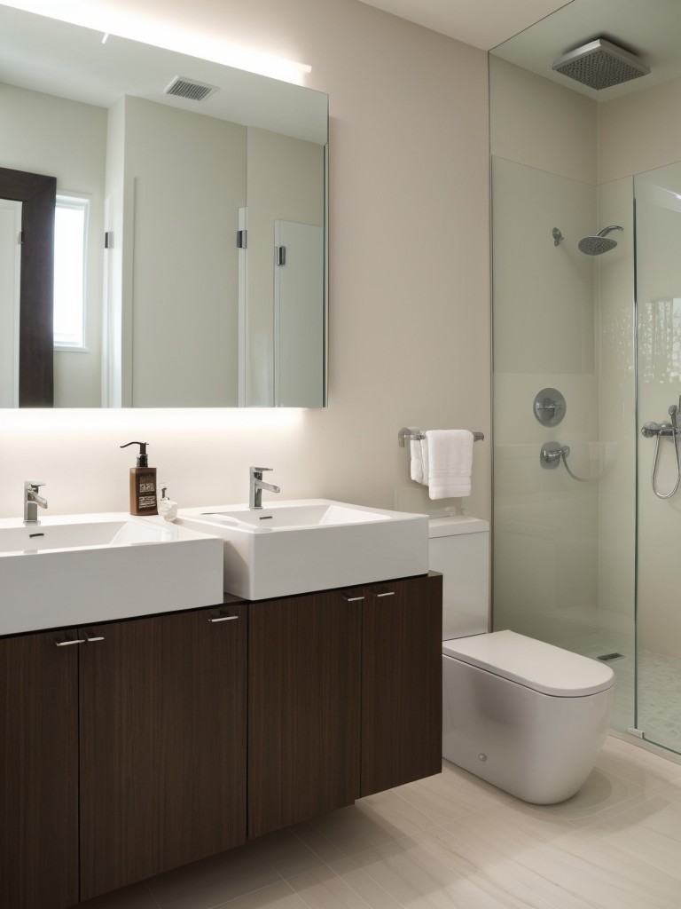 Install large mirrors in your apartment bathroom to create an illusion of space and reflect natural light, making the area appear brighter.