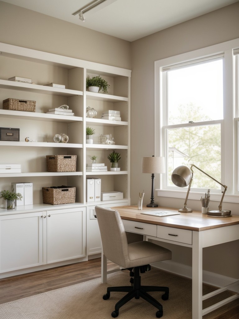 Opt for light and neutral-colored furniture and decor in your home office to create a clean and focused workspace.