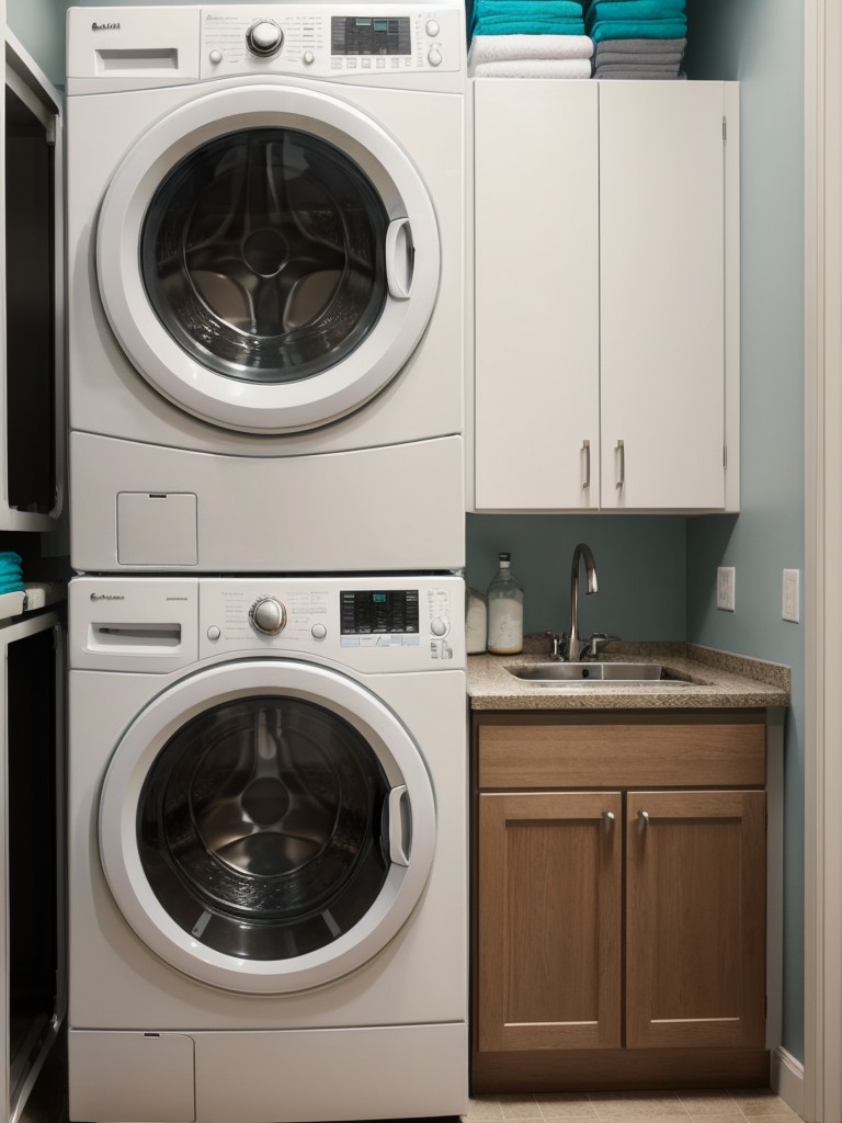 Utilize space-saving solutions, such as stacking your washer and dryer or choosing compact appliances, to make the most out of your apartment laundry room.