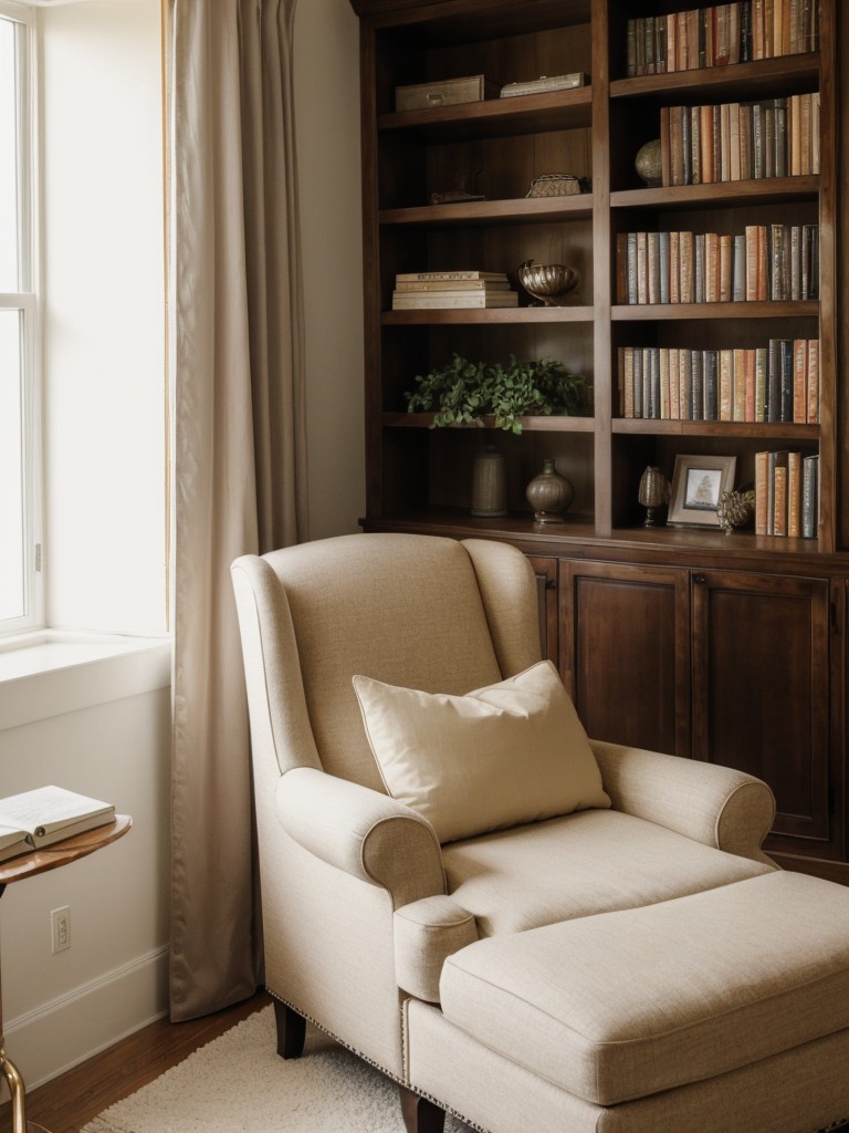 Create a cozy reading nook in your Indian living room by adding a comfortable chair or chaise lounge, a bookshelf, and soft lighting.