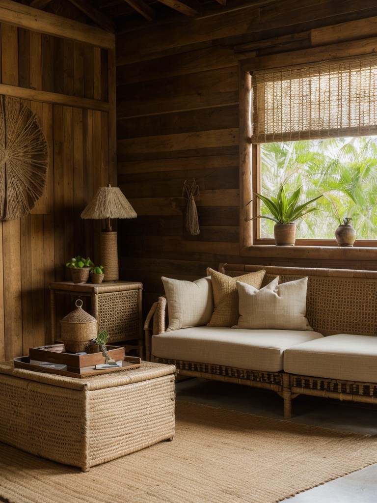 Incorporate natural materials like jute, banana fiber, or cane in your Indian living room design to add a touch of rustic charm and authenticity.
