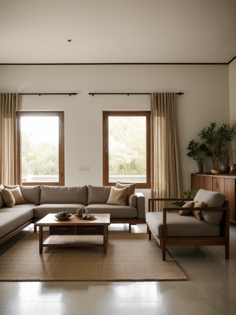 Opt for a minimalist Indian living room design with clean lines, earthy colors, and simple yet elegant furniture pieces for a calm and serene atmosphere.