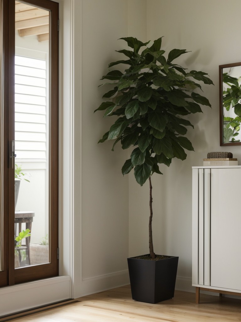 Consider using a living room partition made of planters filled with tall, leafy plants to create privacy and a natural vibe.