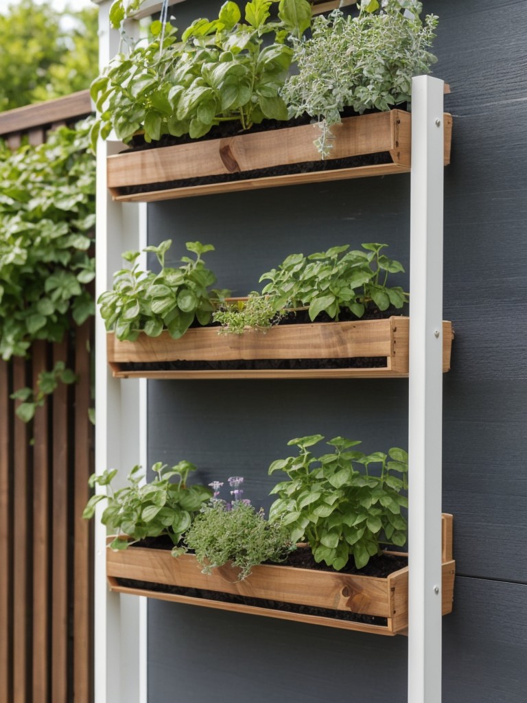 Create a herb garden by using a vertical hanging planter for various small herbs.