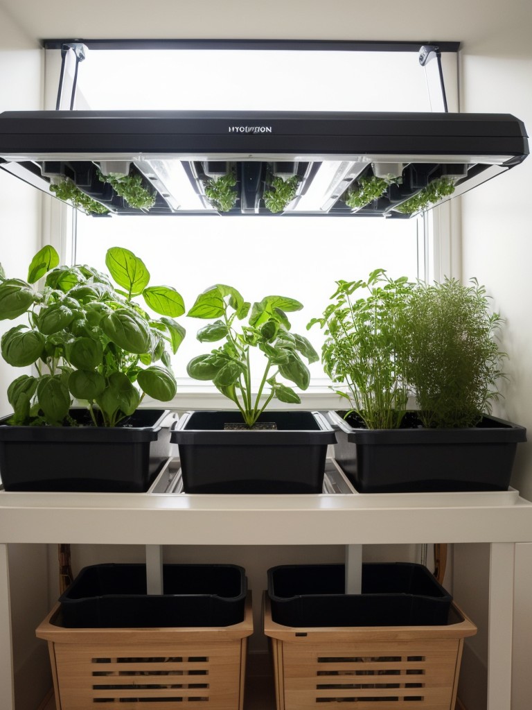 Install a hydroponic system for growing fresh vegetables and herbs indoors.