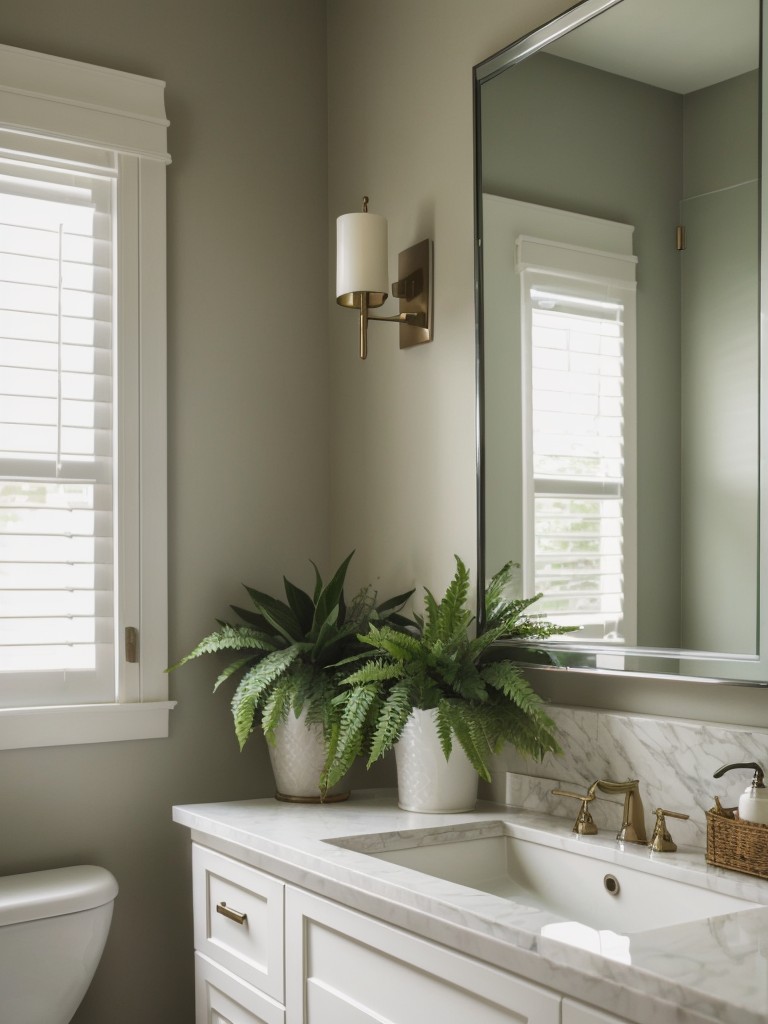 Add a touch of nature to your bathroom with humidity-loving plants like ferns or orchids.