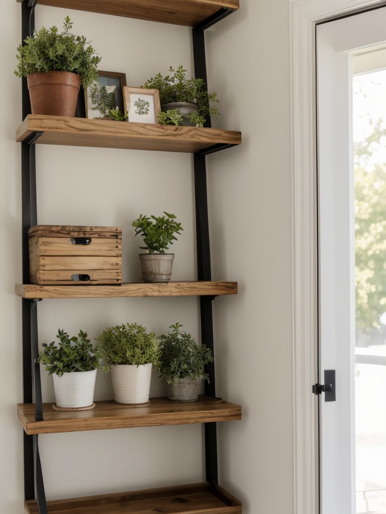 Arrange small plant clusters on floating shelves or bookcases to bring nature indoors.