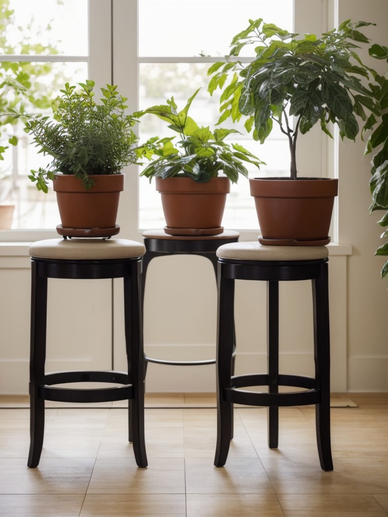 Use decorative plant stands or stools to elevate your plants and add visual appeal.