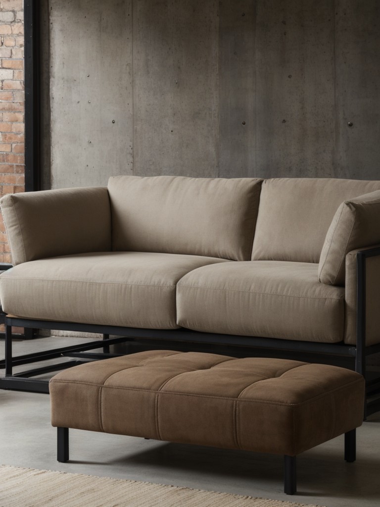 Balance out the ruggedness of industrial decor with soft and comfortable upholstered furniture pieces, such as plush sofas or oversized armchairs.