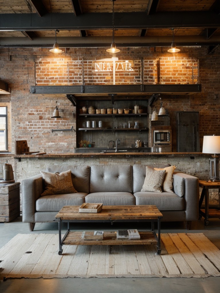 Consider incorporating salvaged or repurposed materials, such as reclaimed wood or vintage metal signs, into your industrial loft apartment decor for a unique and personalized touch.