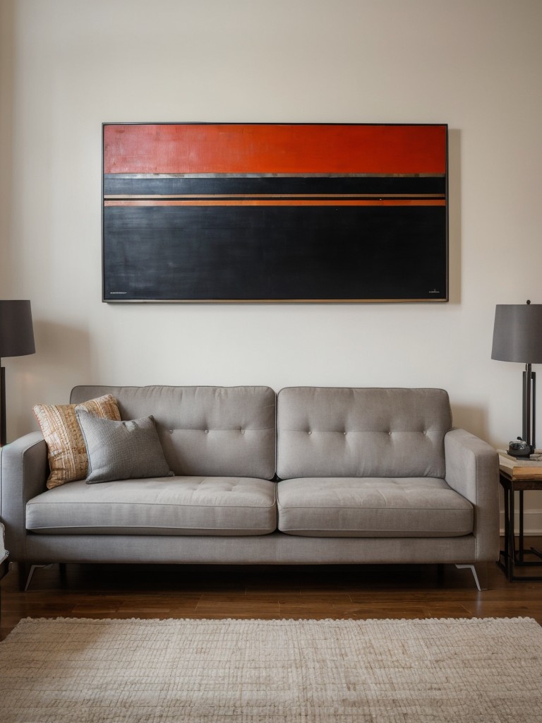 Experiment with bold statement art pieces, such as oversized abstract paintings or metal sculptures, to add visual interest and personality to your industrial loft apartment decor.