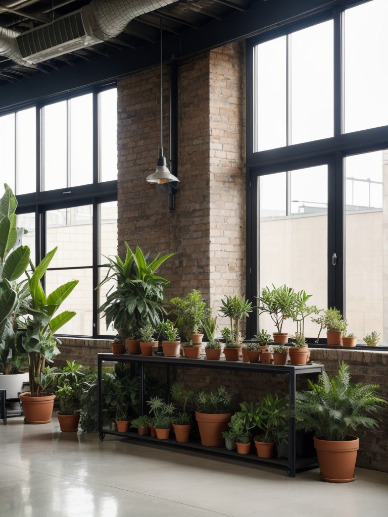 Incorporate elements of nature into your industrial loft apartment by incorporating indoor plants, such as succulents or potted palms, to add a touch of greenery and soften the overall aesthetic.