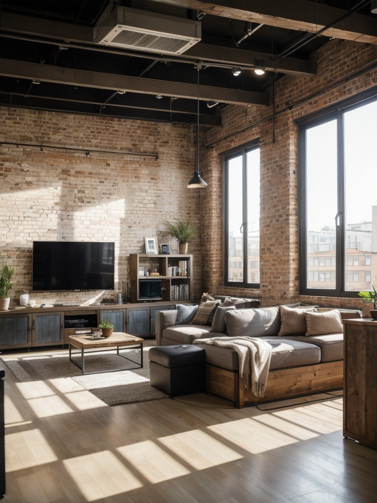 Use industrial-style room dividers or screens to create separate living areas within your loft apartment without compromising the open and airy feel.