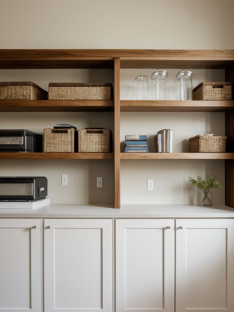 Customize your storage solutions by utilizing wall-mounted shelves, floating cabinets, or built-in bookcases.