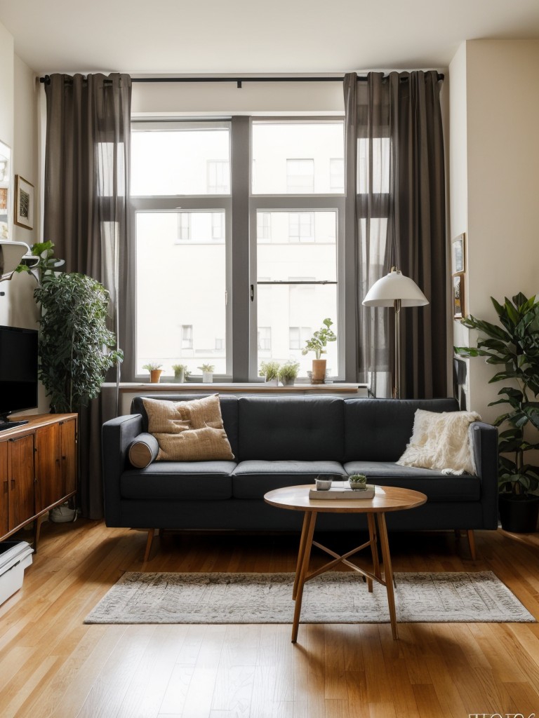 Creating a cohesive and stylish look in a one-bedroom apartment with a mix of vintage and modern furniture pieces, blending different eras and design styles for an eclectic yet harmonious vibe.