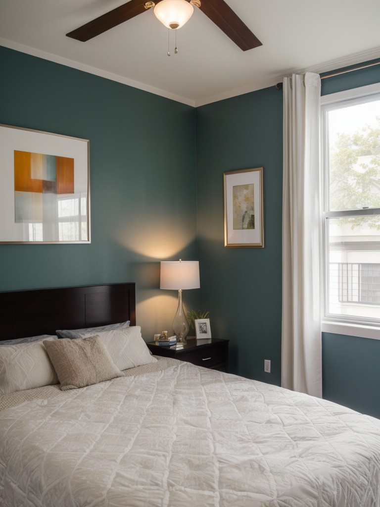 Experimenting with different paint colors and patterns to add visual interest and a sense of depth to a one-bedroom apartment, creating focal points or accent walls in key areas like the living room or bedroom.