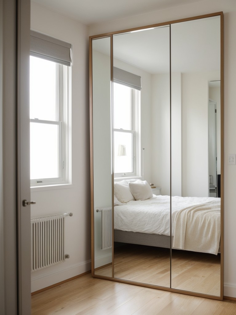How to use mirrors strategically to visually expand the space in a one-bedroom apartment, while also adding depth and reflecting natural light.