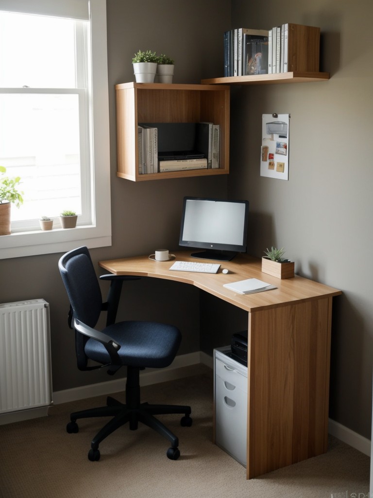 Incorporating a home office area into a one-bedroom apartment by repurposing a small corner or nook, utilizing compact desks, adjustable chairs, and creative storage solutions.