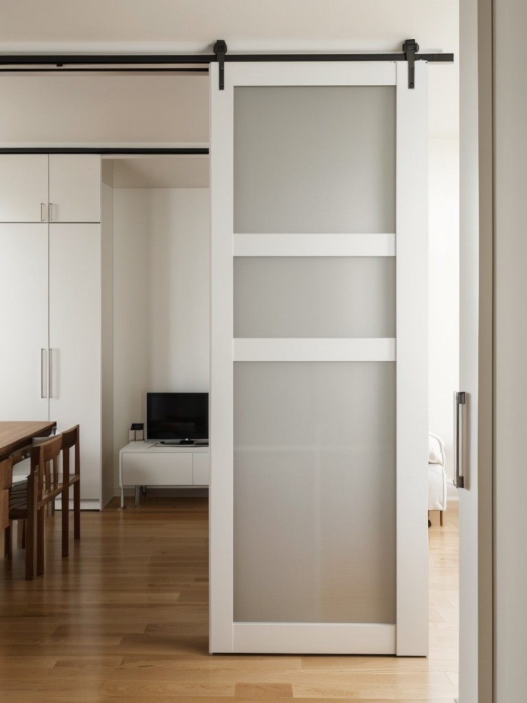 Implement clever space-saving solutions like sliding doors, pocket doors, or room dividers to create separate zones within the apartment.