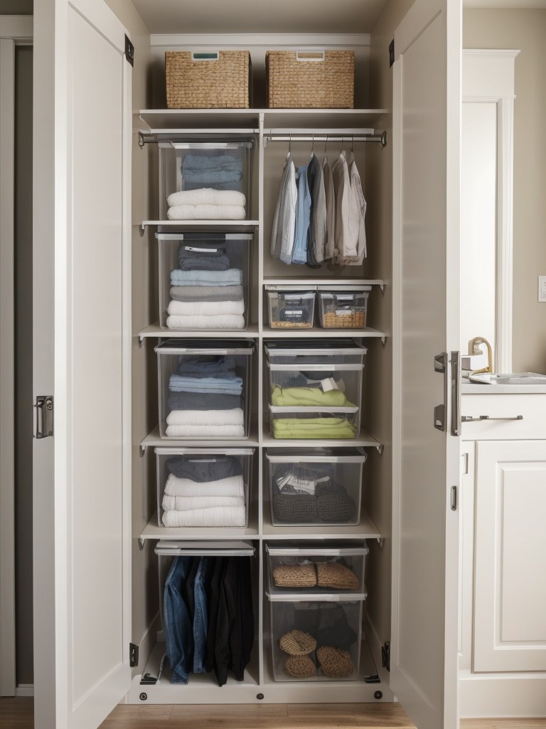 Implement smart storage solutions, such as under-bed storage containers or hanging organizers on the back of doors.