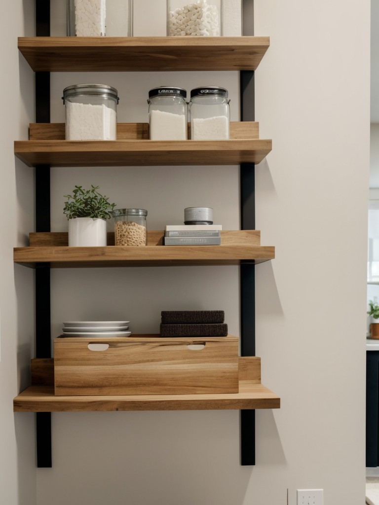 Maximize wall space by adding floating shelves and utilizing vertical storage options.