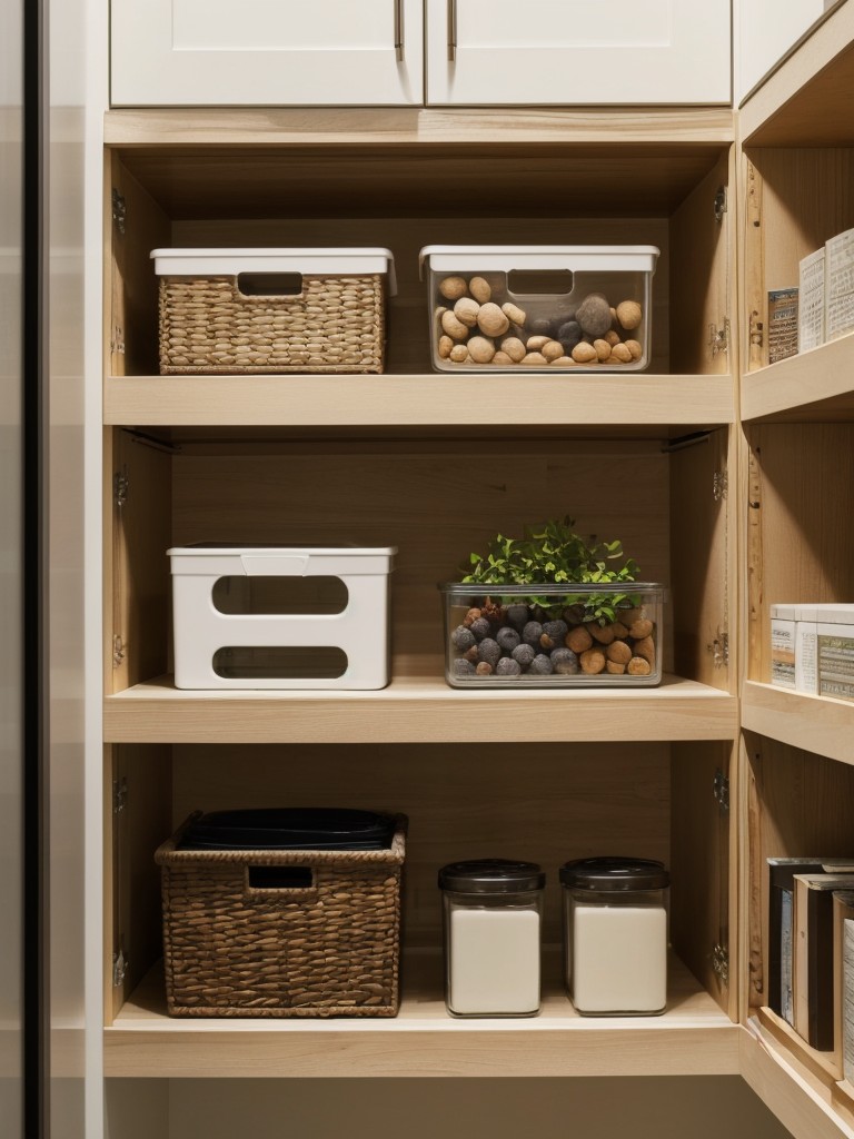 Opt for open shelving or wall-mounted storage to maximize vertical space and avoid clutter.