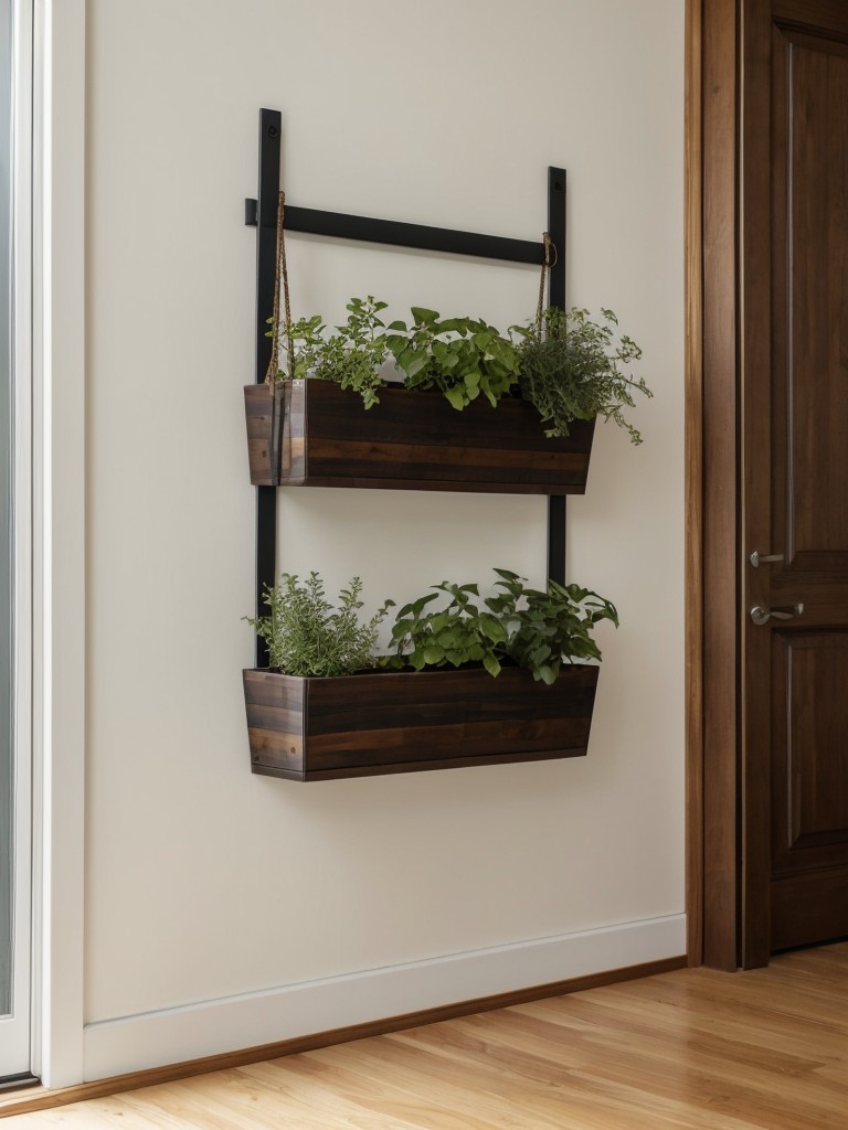 Use wall-mounted or hanging planters to add a touch of greenery without sacrificing valuable floor space.