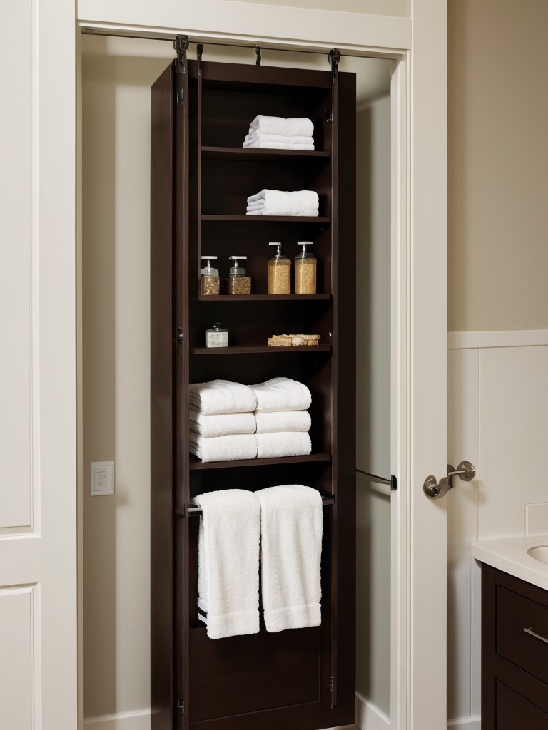 Utilize over-door organizers or hooks to make use of otherwise wasted space, such as the back of bathroom or closet doors.