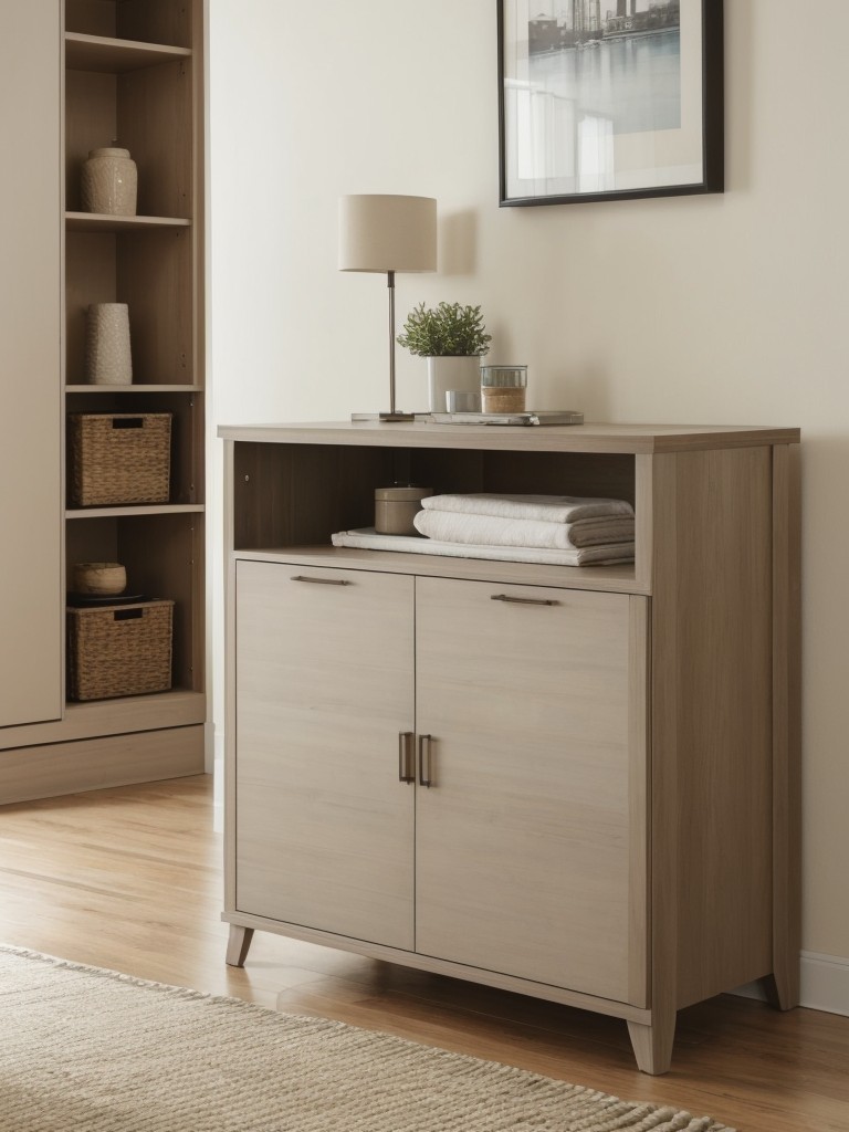 Choose furniture with hidden storage compartments to maximize space and keep the apartment clutter-free.