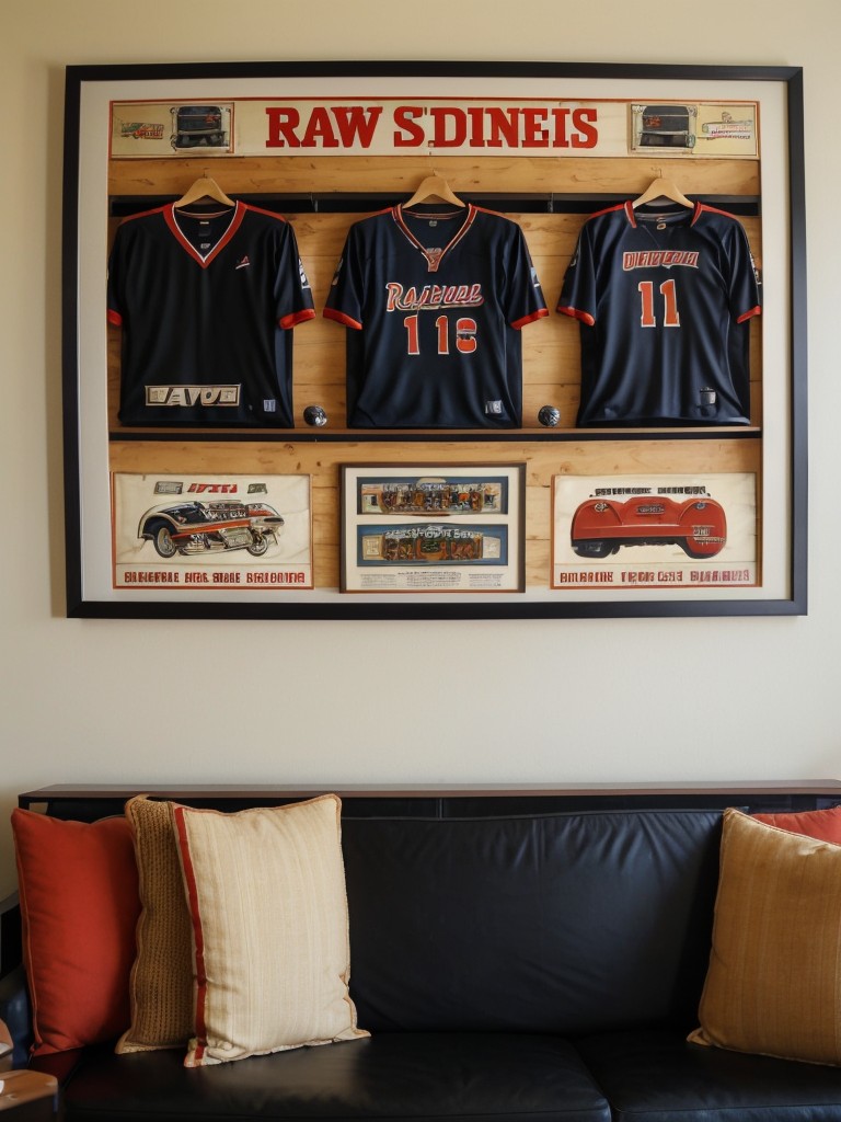 Incorporate sports or hobby-oriented decor, such as framed jerseys, vintage posters, or a designated gaming area.