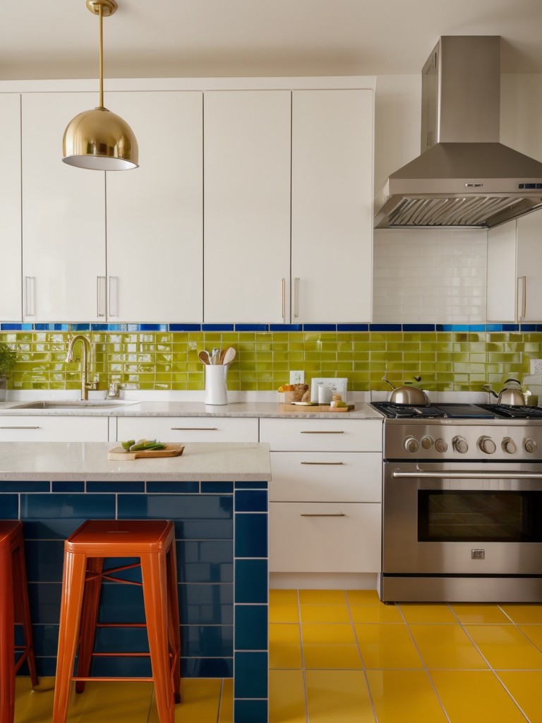 Create a focal point in the kitchen with a stunning, colorful tile mosaic that adds vibrancy and personality to the space.