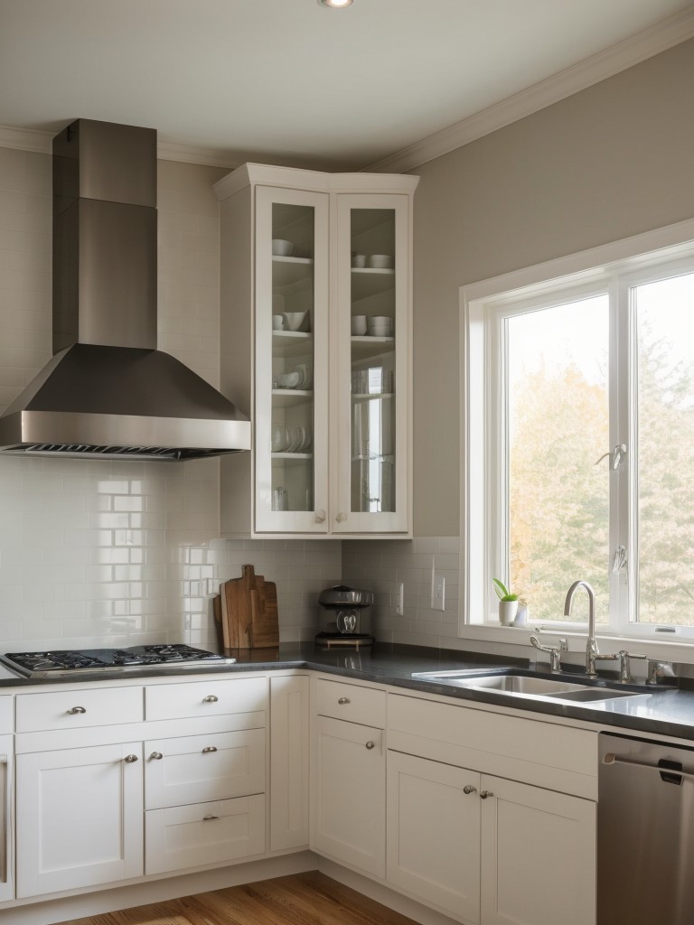 Enhanced air circulation and proper ventilation are essential in a kitchen, so consider installing a stylish chimney or exhaust fan to maintain a comfortable atmosphere.