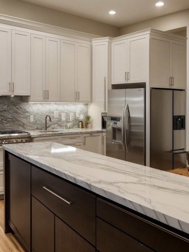 Luxury apartment kitchen island ideas featuring high-end finishes like marble countertops, custom cabinetry, and professional-grade appliances.