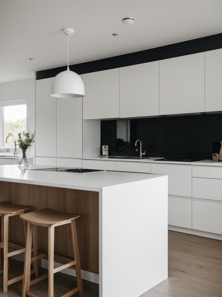 Scandinavian apartment kitchen island ideas featuring minimalist design, clean lines, and a sleek white or light wood finish.