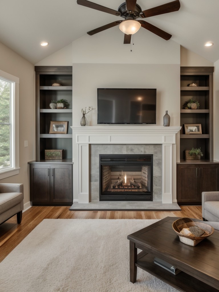 Incorporate a focal point, such as a fireplace or a statement TV wall, on one of the longer walls to create a central gathering spot in the L-shaped design.