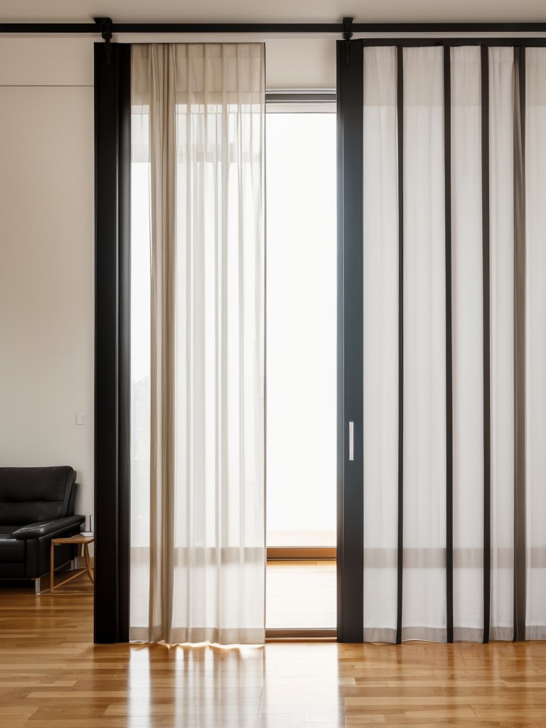 Implementing room dividers like curtains, screens, or sliding doors to define separate areas within an L-shaped studio apartment.