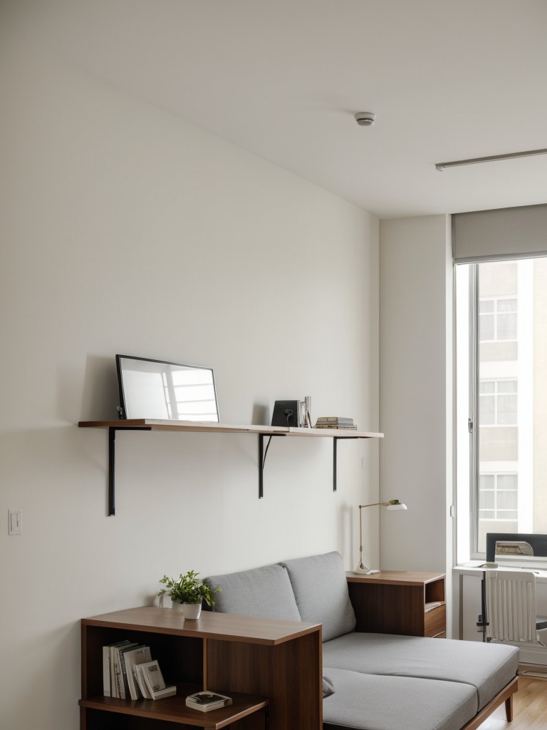 Incorporating multifunctional furniture such as a sofa bed, folding dining table, and wall-mounted desk to optimize the functionality of an L-shaped studio apartment.